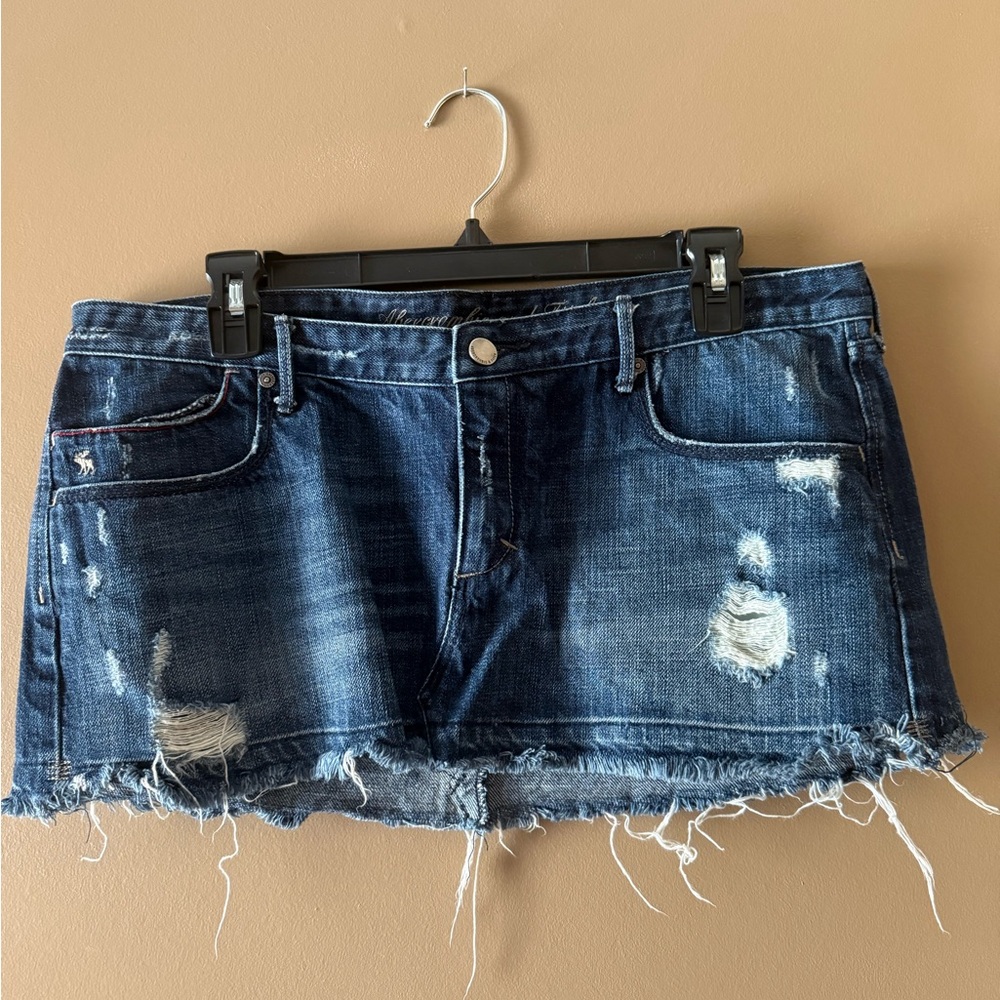 Abercrombie & Fitch Blue Distressed Denim Skirt